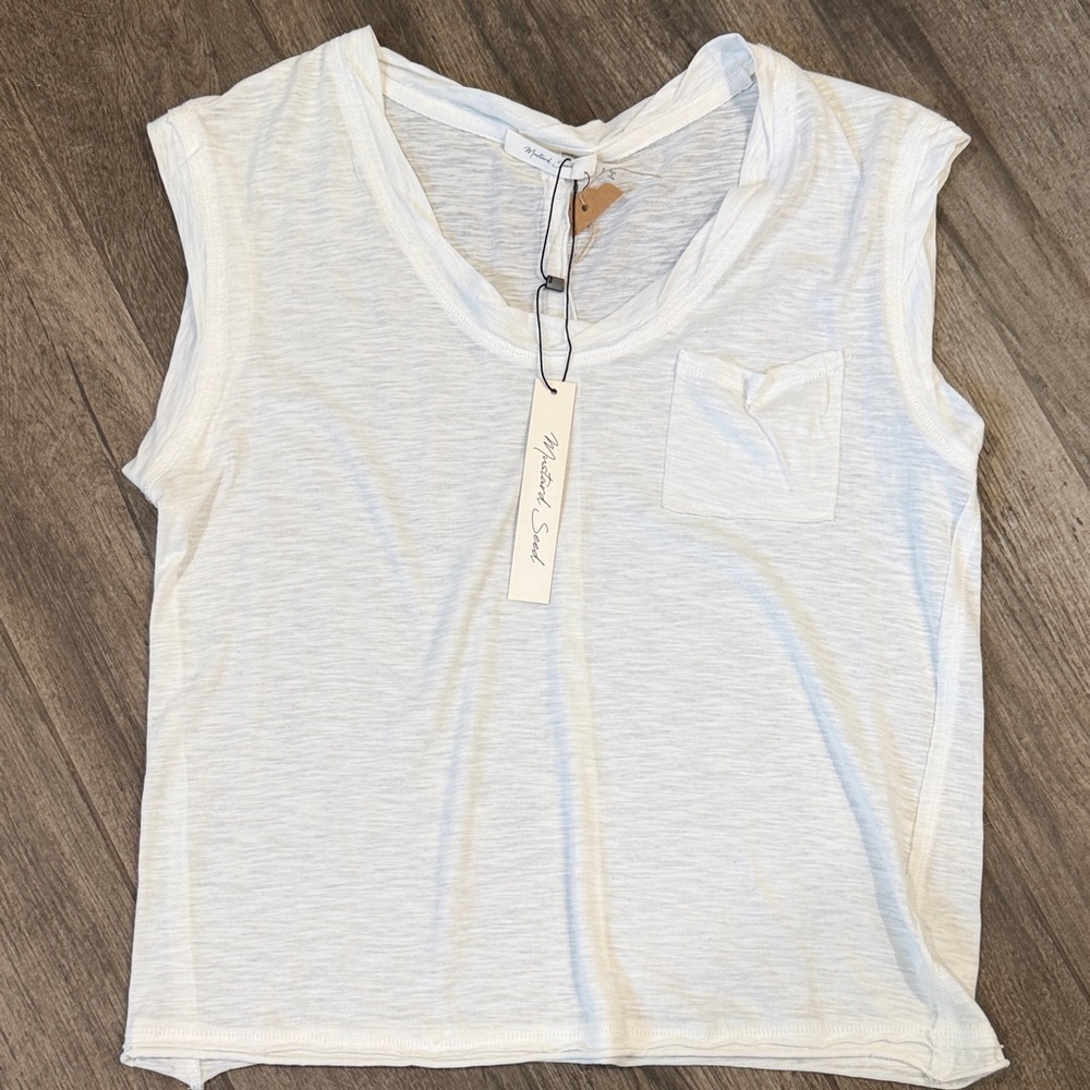 NWT Mustard Seed White Soft Oversized Muscle Tee